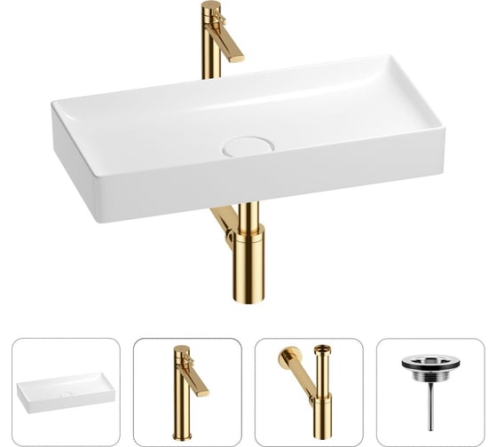 Изображение товара Раковина для ванной Wellsee Pure BY в наборе 4 в 1 201002708