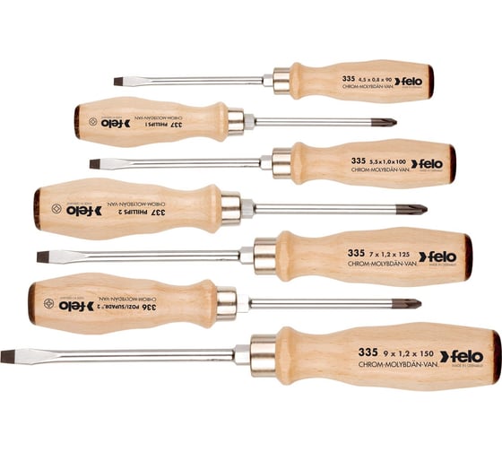 Изображение товара Набор ударных отверток SL/PH/PZ с деревянной рукояткой, 7 шт Felo 33597198