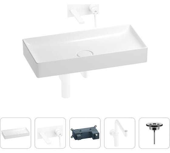 Изображение товара Раковина для ванной Wellsee Pure BY в наборе 4 в 1 201002800