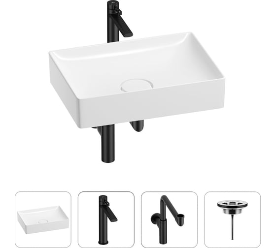 Изображение товара Раковина для ванной Wellsee Pure BY в наборе 4 в 1 201002687