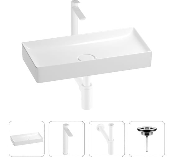 Изображение товара Раковина для ванной Wellsee Pure BY в наборе 4 в 1 201002705