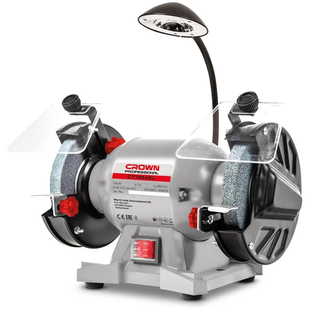 Изображение товара Точильный станок CROWN CT13545L с подсветкой и защитным экраном