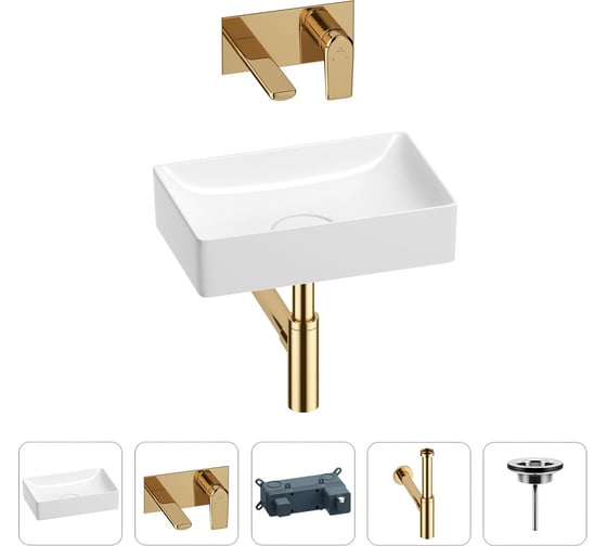 Изображение товара Раковина для ванной Wellsee Pure BY в наборе 4 в 1 201002578