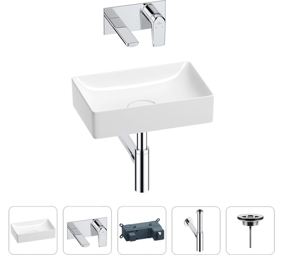 Изображение товара Раковина для ванной Wellsee Pure BY в наборе 4 в 1 201002576