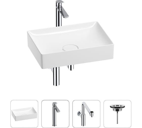 Изображение товара Раковина для ванной Wellsee Pure BY в наборе 4 в 1 201002681