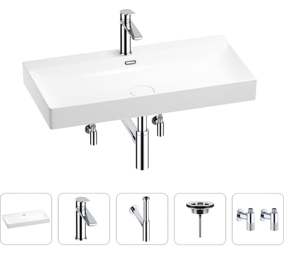 Изображение товара Раковина для ванной Wellsee Bromance в наборе 5 в 1 201005556