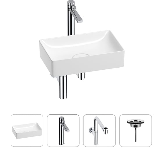 Изображение товара Раковина для ванной Wellsee Pure BY в наборе 4в1 201002586