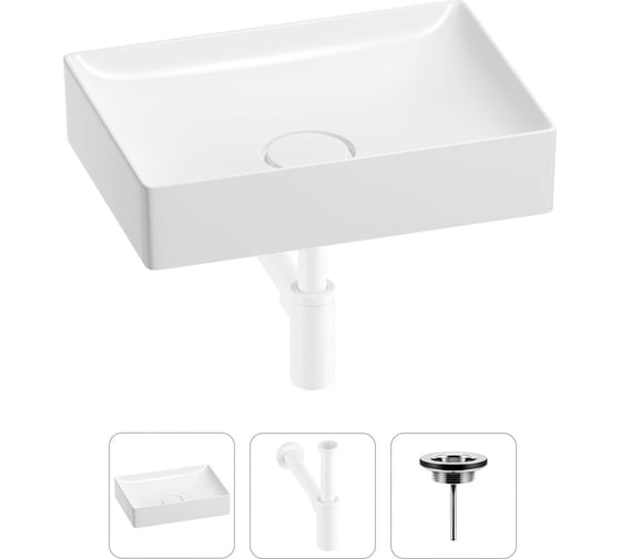 Изображение товара Раковина для ванной Wellsee Pure BY в наборе 3в1 201001230