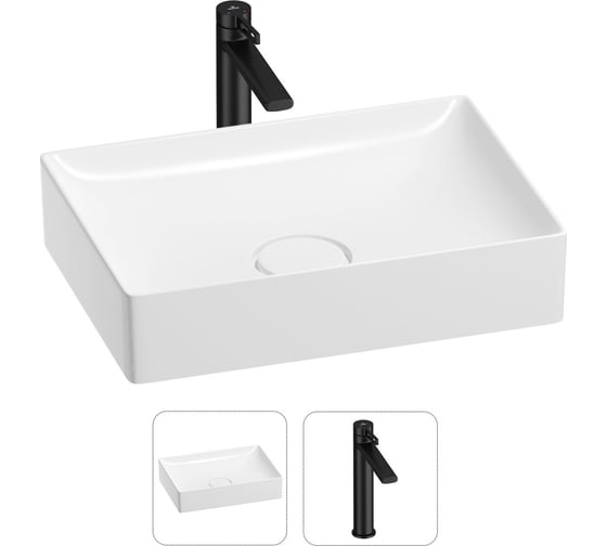 Изображение товара Раковина для ванной Wellsee Pure BY201000722 в наборе 2 в 1 201000722