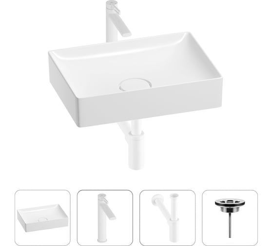 Изображение товара Раковина для ванной Wellsee Pure BY в наборе 4в1 201002610