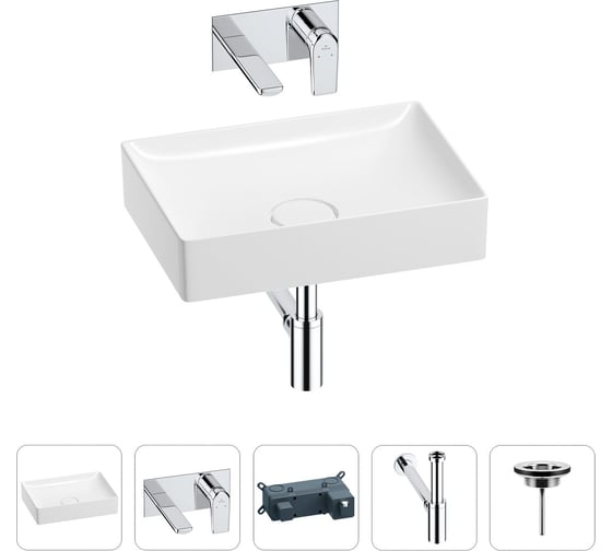 Изображение товара Раковина для ванной Wellsee Pure BY в наборе 4в1 201002611