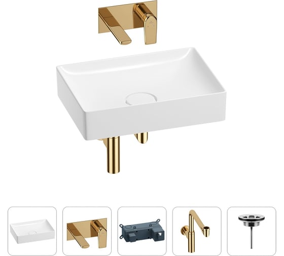 Изображение товара Раковина для ванной Wellsee Pure BY в наборе 4в1 201002693