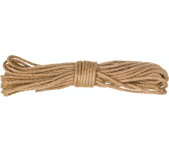Изображение товара Джутовая крученая веревка ЩИТ ВД Д 3-х прядная д. 6 мм в мотках по 20 метров