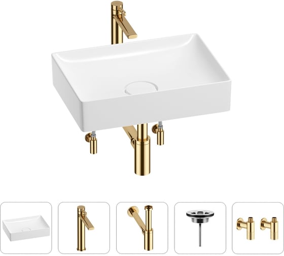 Изображение товара Раковина для ванной Wellsee Pure BY в наборе 5в1 201004383