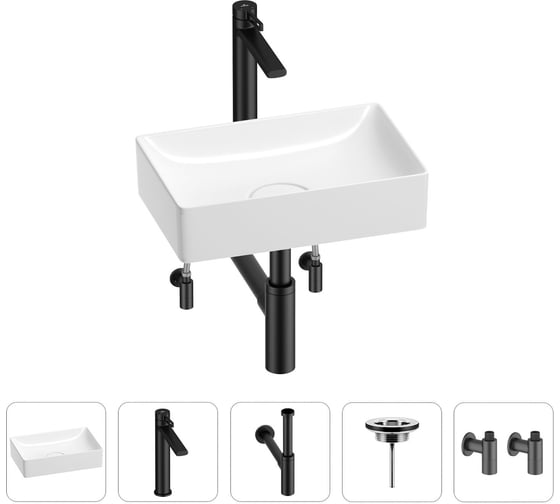 Изображение товара Раковина для ванной Wellsee Pure BY в наборе 5в1 201004367