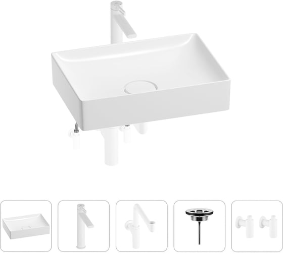 Изображение товара Раковина для ванной Wellsee Pure BY в наборе 5в1 201004425