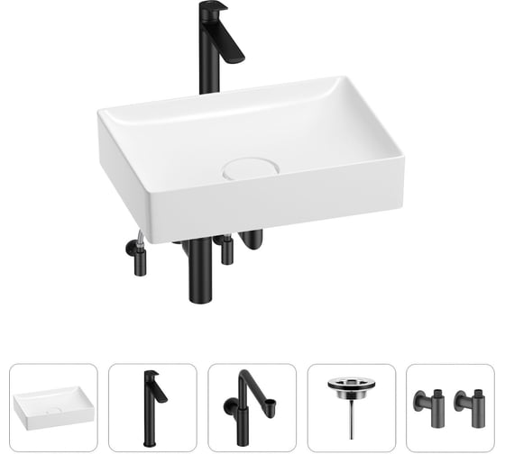 Изображение товара Раковина для ванной Wellsee Pure BY в наборе 5в1 201004417