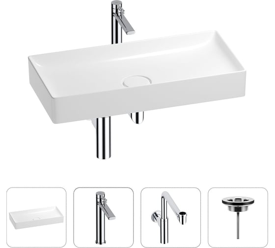 Изображение товара Раковина для ванной Wellsee Pure BY в наборе 4в1 201002786