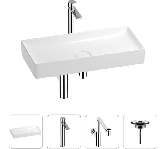 Изображение товара Раковина для ванной Wellsee Pure BY в наборе 4в1 201002781