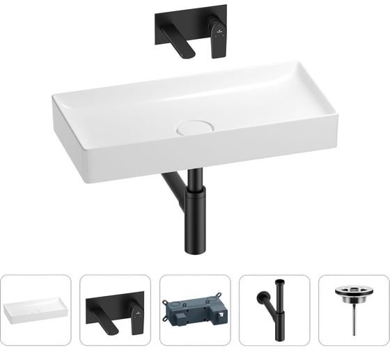 Изображение товара Раковина для ванной Wellsee Pure BY в наборе 4в1 201002772