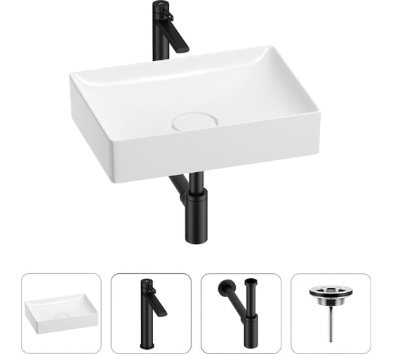 Изображение товара Раковина для ванной Wellsee Pure BY в наборе 4в1 201002607