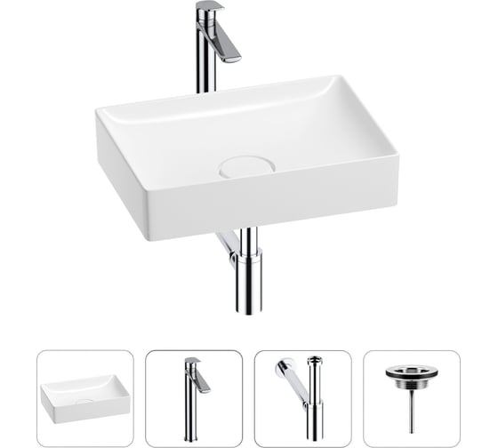 Изображение товара Раковина для ванной Wellsee Pure BY в наборе 4в1 201002601