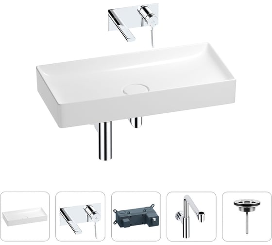 Изображение товара Раковина для ванной Wellsee Pure BY в наборе 4в1 201002796