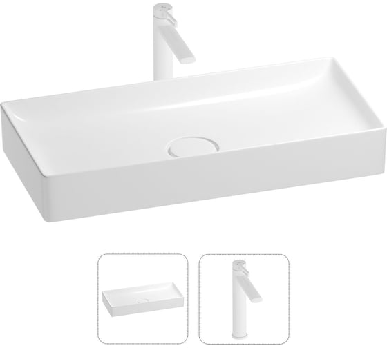 Изображение товара Раковина для ванной Wellsee Pure BY в наборе 2в1 201000745