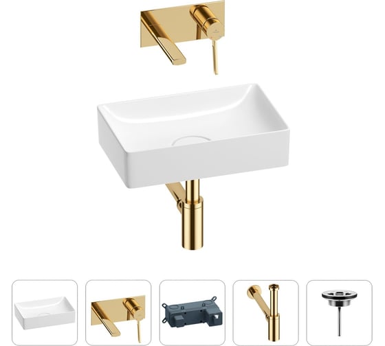 Изображение товара Раковина для ванной Wellsee Pure BY в наборе 4в1 201002538