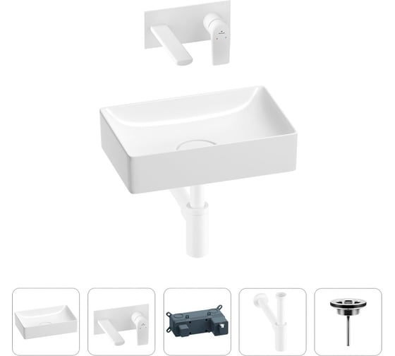 Изображение товара Раковина для ванной Wellsee Pure BY в наборе 4в1 201002535