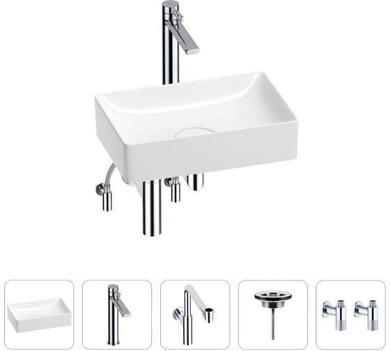 Изображение товара Раковина для ванной Wellsee Pure BY в наборе 5в1 201004371