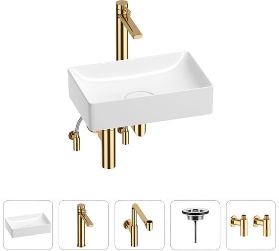 Изображение товара Раковина для ванной Wellsee Pure BY в наборе 5в1 201004373