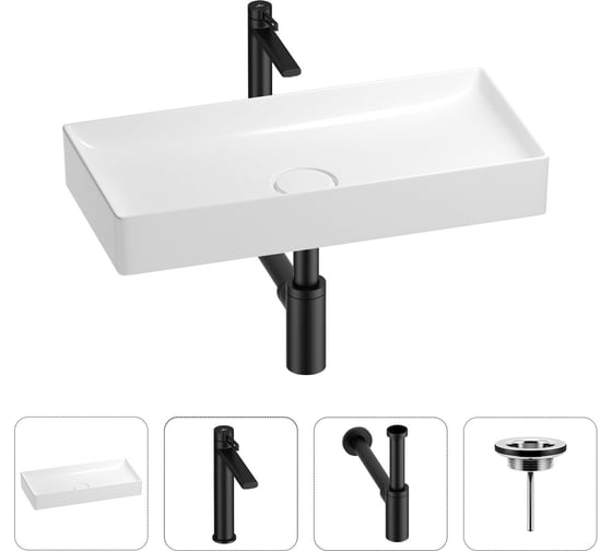 Изображение товара Раковина для ванной Wellsee Pure BY в наборе 4в1 201002707