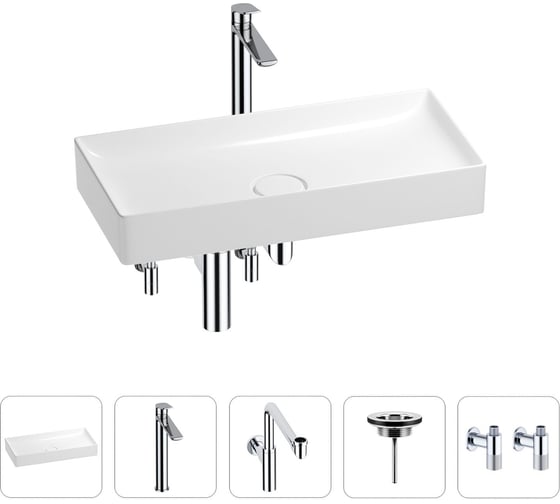 Изображение товара Раковина для ванной Wellsee Pure BY в наборе 5в1 201004466