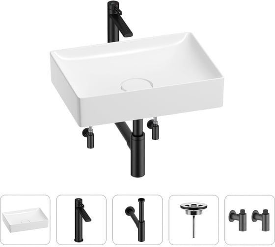 Изображение товара Раковина для ванной Wellsee Pure BY в наборе 5в1 201004412