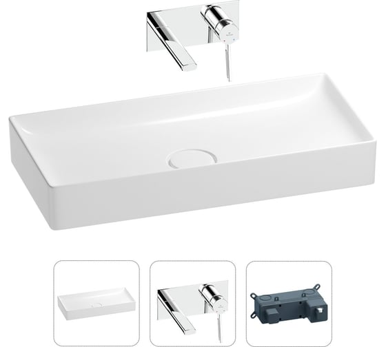 Изображение товара Раковина для ванной Wellsee Pure BY в наборе 2в1 201000751