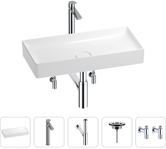 Изображение товара Раковина для ванной Wellsee Pure BY в наборе 5в1 201004456