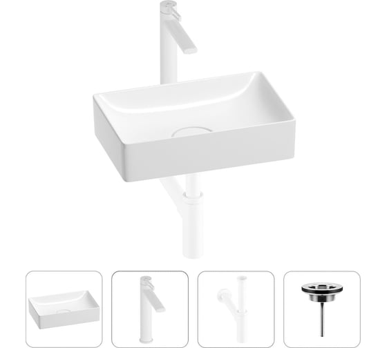 Изображение товара Раковина для ванной Wellsee Pure BY в наборе 4в1 201002575