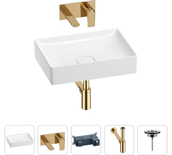 Изображение товара Раковина для ванной Wellsee Pure BY в наборе 4в1 201002613