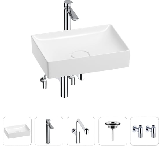 Изображение товара Раковина для ванной Wellsee Pure BY в наборе 5в1 201004416