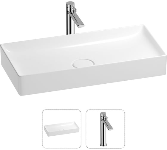 Изображение товара Раковина для ванной Wellsee Pure BY в наборе 2в1 201000741