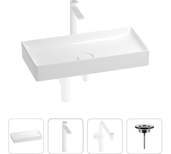 Изображение товара Раковина для ванной Wellsee Pure BY в наборе 4в1 201002785