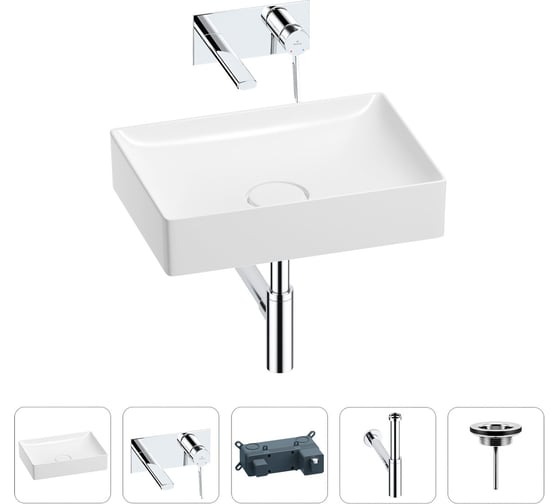 Изображение товара Раковина для ванной Wellsee Pure BY в наборе 4в1 201002676