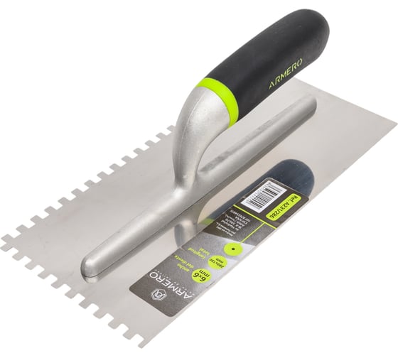 Изображение товара Гладилка 280х130мм, зуб 6х6мм, нержавеющая сталь ARMERO A231/286