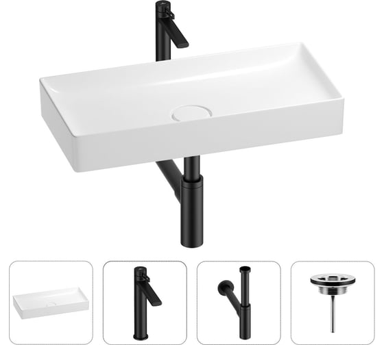 Изображение товара Раковина для ванной Wellsee Pure BY201002767 в наборе 4 в 1 201002767