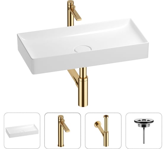 Изображение товара Раковина для ванной Wellsee Pure BY в наборе 4в1 201002768