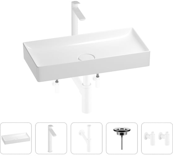 Изображение товара Раковина для ванной Wellsee Pure BY в наборе 5в1 201004460