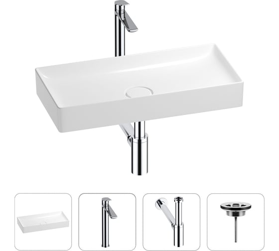 Изображение товара Раковина для ванной Wellsee Pure BY в наборе 4в1 201002701