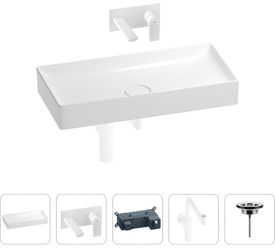 Изображение товара Раковина для ванной Wellsee Pure BY в наборе 4в1 201002795