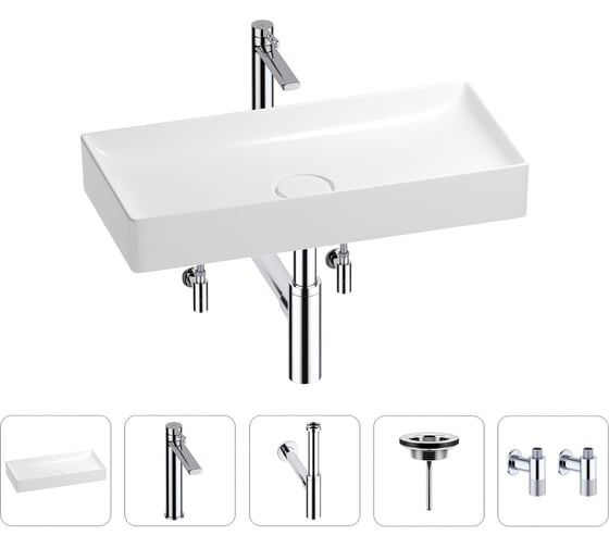 Изображение товара Раковина для ванной Wellsee Pure BY в наборе 5в1 201004461